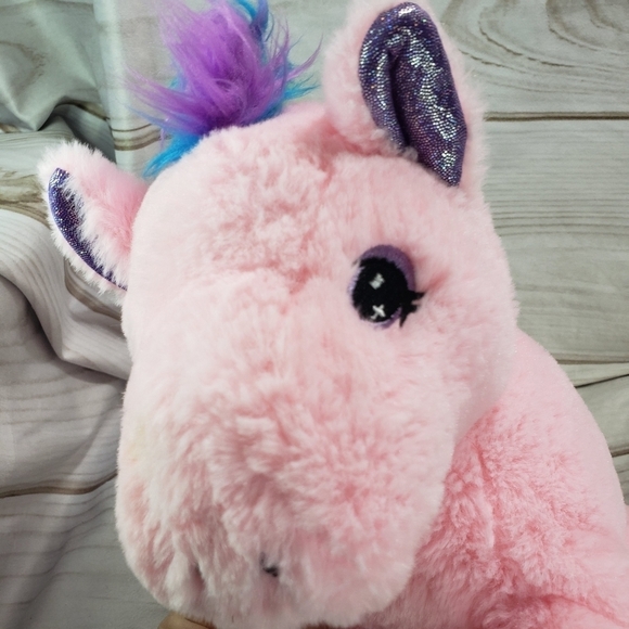 Bear Factory Pink Rainbow Unicorn 12 Inch Plush Stuffed Animal 2017 Floppy - Picture 3 of 8